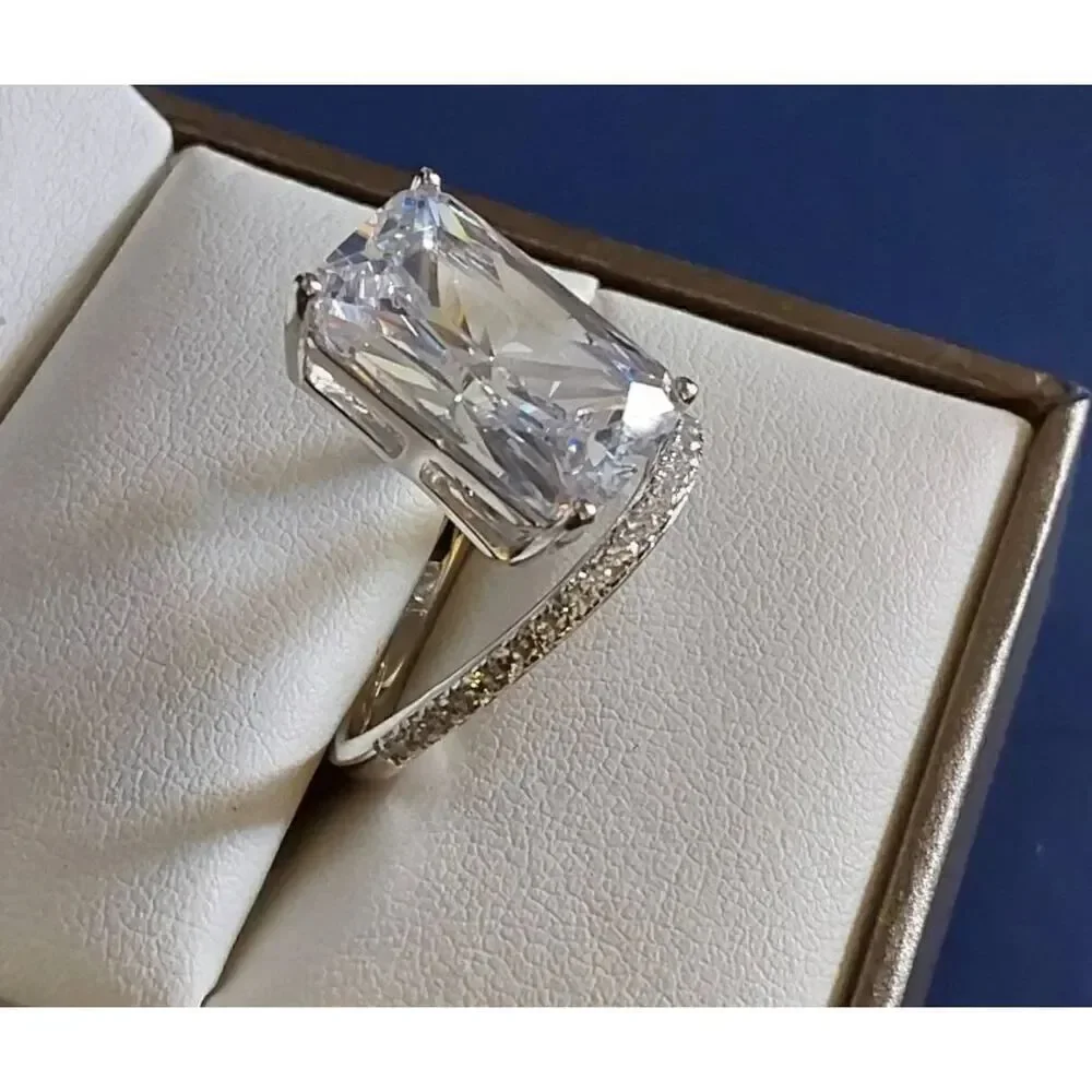New~12.8 Ct Radiant & Round Cut Sim Diamond Wrap Around Bridal/Engagement Ring 8